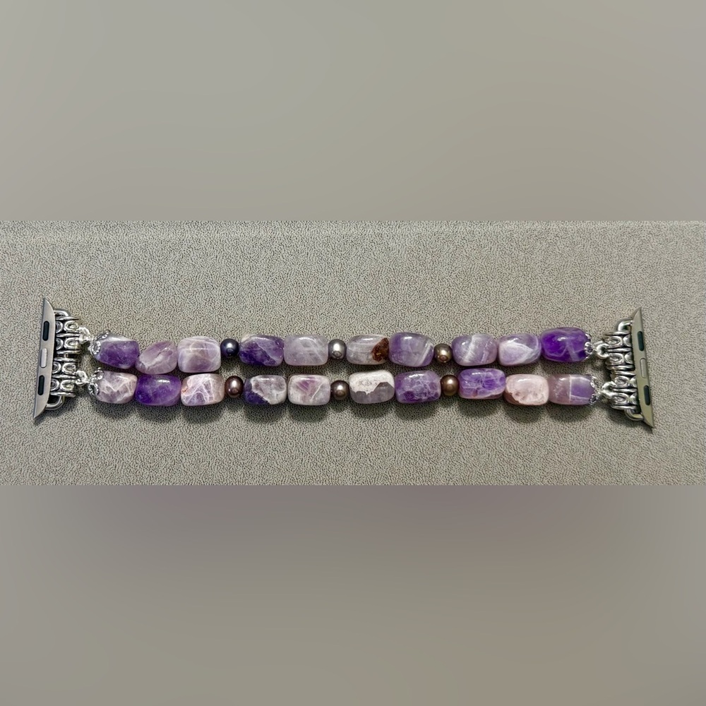 Apple iWatch Band_Amethyst Gem Stone & Honora Pearl_ (WATCH NOT INCLUDED) - Picture 4 of 8